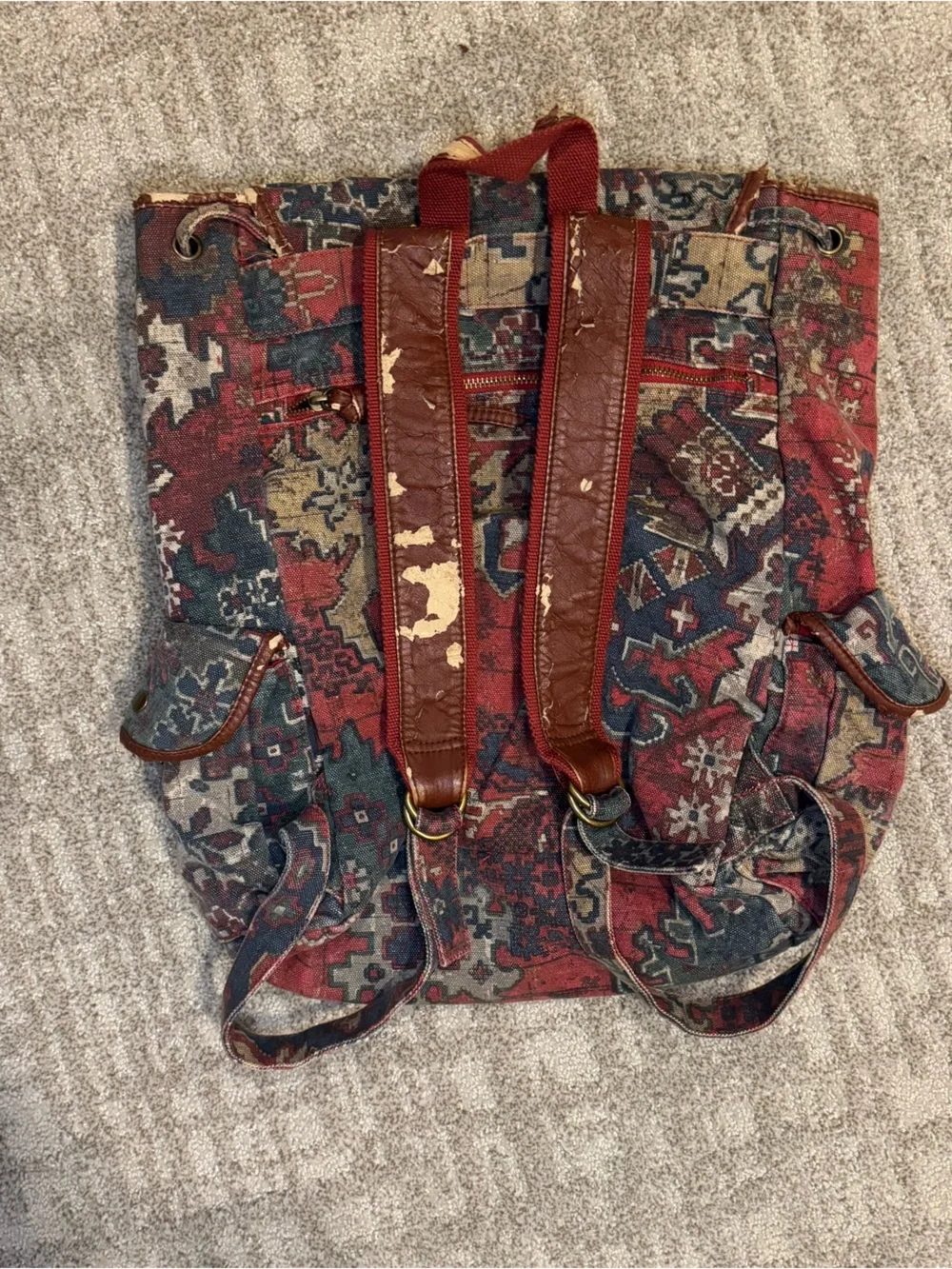 ECOTE Cloth Tapestry-Style Boho Backpack in Red